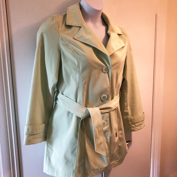 NWOT Liz Claiborne Studio Trench Coat, Size Small, Mint Green - Picture 3 of 14